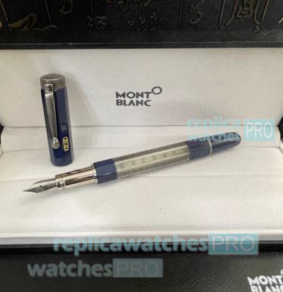 New 2023 Copy Montblanc Heritage Egyptomania Doue Vintage Fountain Pen Blue